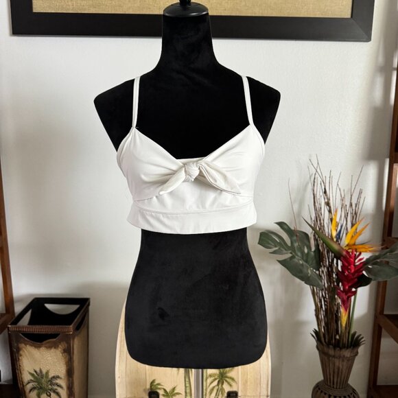 ALALA Women's Tie Bow Bra White Top Size Large Wireless Retail $85 - Picture 4 of 9